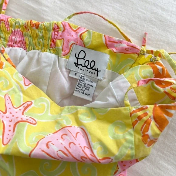 Lilly Pulitzer Yellow & Pink Sunrise Sandbar Seashell Print Sundress - Picture 5 of 9